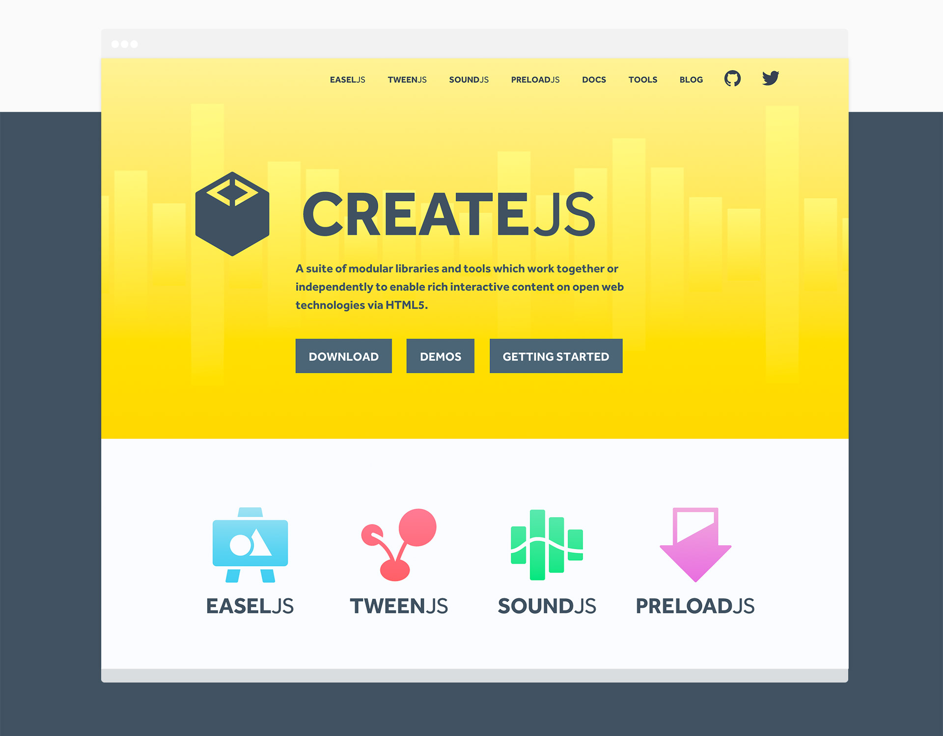 CreateJS - Website homepage