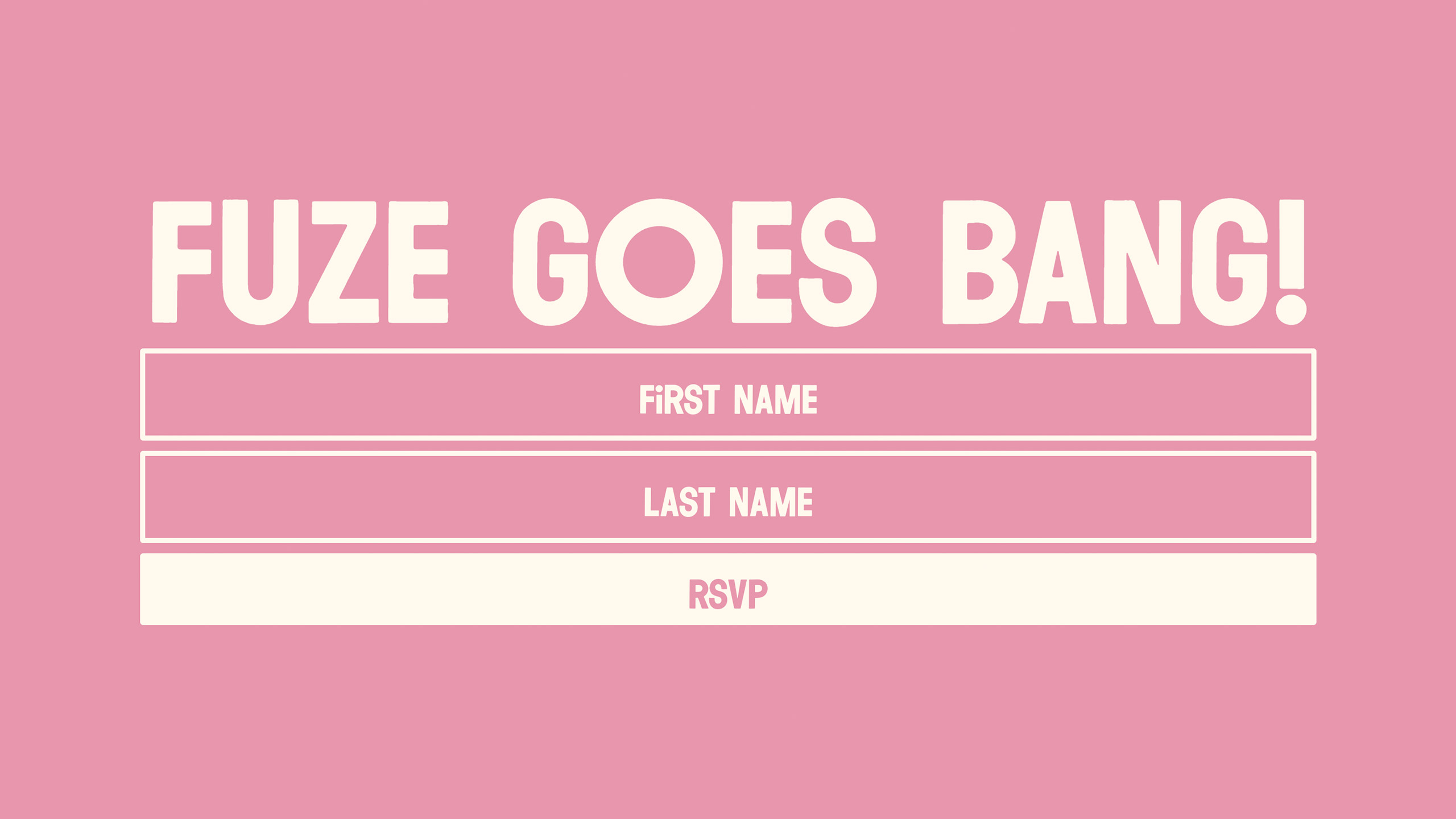 Fuze Goes Bang! - RSVP Website Screenshot